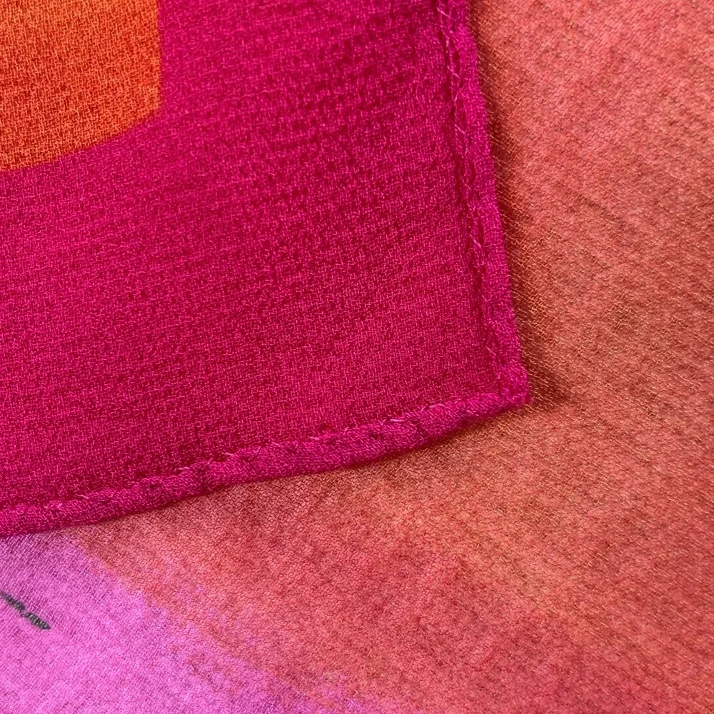 Liz Claiborne pink, yellow, and orange square silk scarf